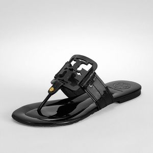Tory Burch Miller patent leather sandals square size 10.5 double T